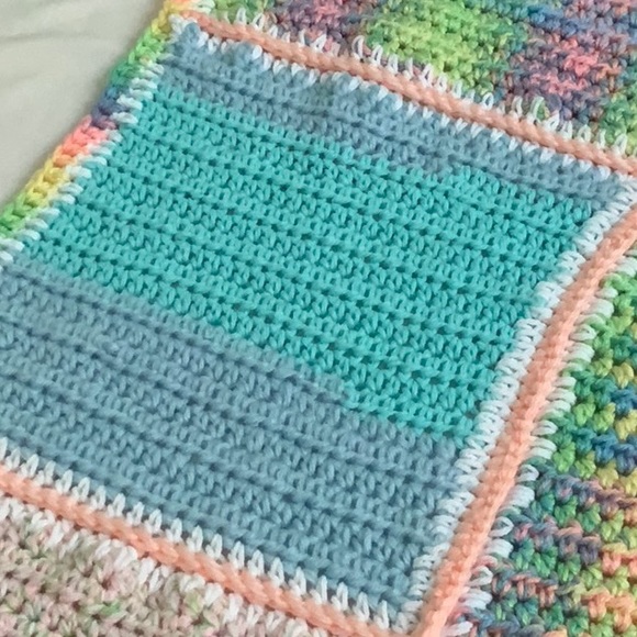 Crocheted Baby Afghan in Pastel Baby Colors. Handmade. - Picture 10 of 11